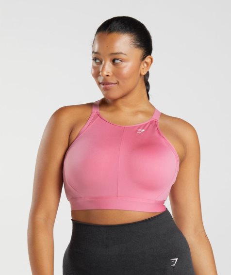 Women's Gymshark High Neck High Support Sports Bra Pink | CA 607AN3